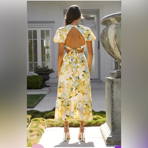 FEELIN FLORALS MIDI DRESS YELLOW - Picture 4 of 4